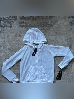 Blanc Noir White Mesh Zip Hoodie (NWT) (MSRP $299)